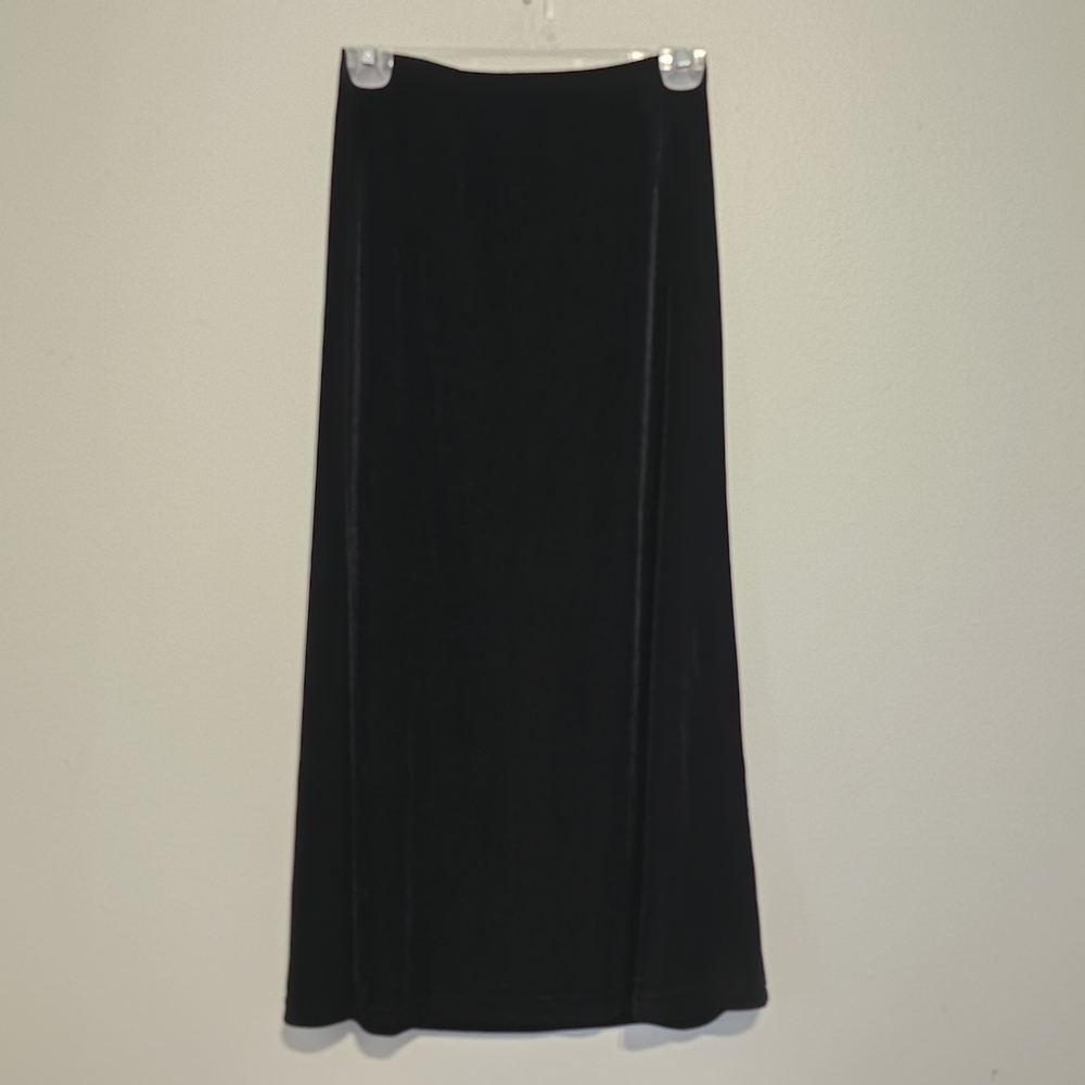 Classic Black Velvet Maxi Skirt